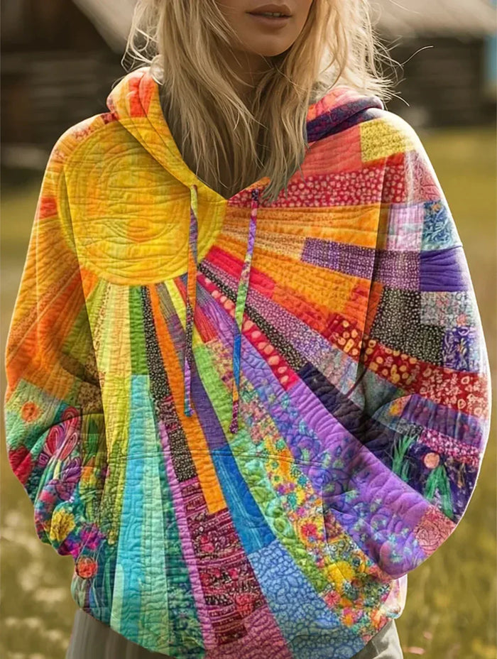 Aurora | Sweat à Capuche Patchwork Multicolore